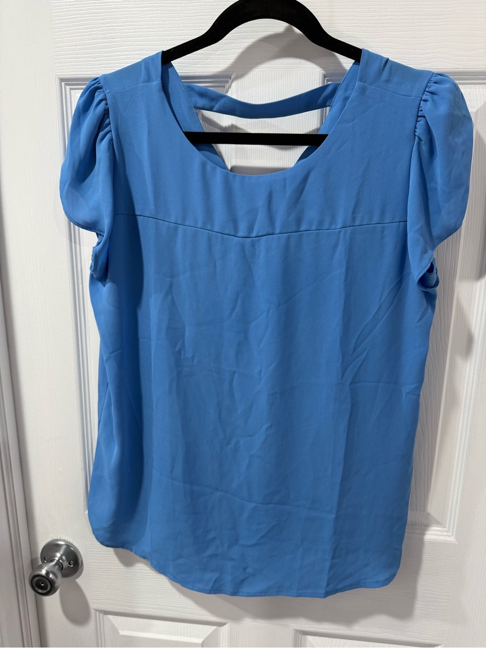 LOFT Light Blue Puff Sleeve Blouse